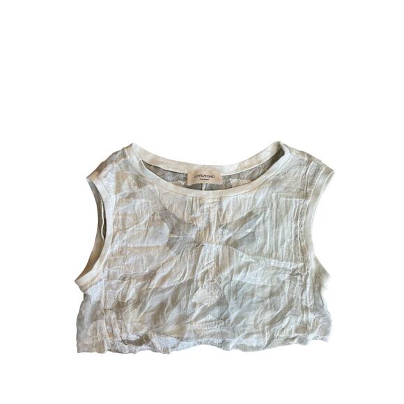 LOYD/FORD Palm Springs Sheer Ivory Cut Off Crop Top - Picture 6 of 9